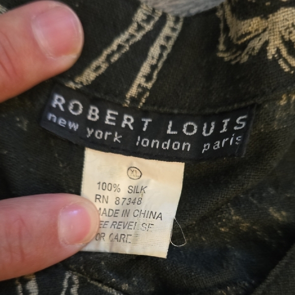 Robert Louis Black and Cream Tropical Pajama Set - Picture 3 of 5